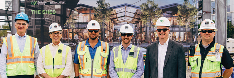 Shawmut tops off The Shed at DivcoWest’s Cambridge Crossing; 18,500 s/f designed by Prellwitz Chilinski Associates