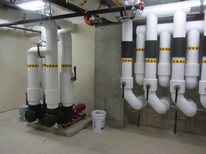 25 New Hampshire Avenue's pump room for the 32 individual wells that support the building's HVAC system