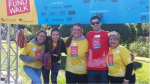 Shown (from left) are: Joanne Trask, Jessica Mewkalo, Alex Dupnik, Andrew Verderame and  Annie McEvoy at the Jimmy Fund Walk.
