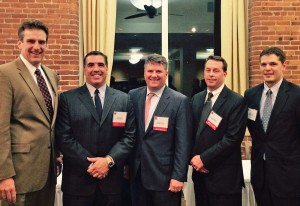 Shown (from left) are: Secretary Ash; Sal Lupoli; Shawn Herlihy; Doug Kelleher and Robert Brown from Brookline Bank.