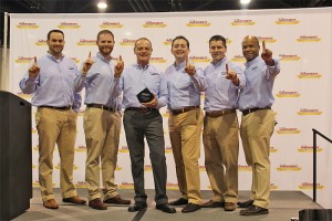 Shown (from left) are: Eric Pisani, procurement director; David Musto, VP sales; Mike Musto, CEO; Andrew Musto, COO; Bob Pappalardo, VP business development; and Eric Cox, marketing director, all of U.S. PAVEMENT.