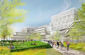 Harvard University's rendering of the recently approved Science and Engineering Complex in Allston, Massachusetts
