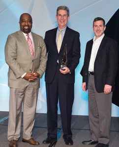 Shown (from left) are: Clarence LeJeune, president of LeJeune and Associates;  Paul McGinn, pPresident of MarketPlace Development; and Michael DiCosola, executive VP of MarketPlace Development. 