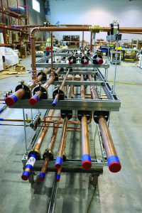 From the wheels to the labeling, there is lean thinking behind many aspects of Cannistraro’s modular assemblies such as these prefabricated multi-service piping racks.