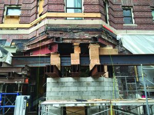 shoring required to support the structure during renovation of 150 Mass. Avenue