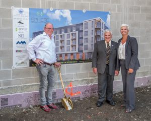 Shown (from left) are: Peter Miller, founder and partner of Dark Horse Capital Partners, state rep. Paul Donato and mayor Stephanie Burke