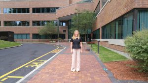 Haley Belofsky, MA solar design specialist, outside ReVision’s new office.
