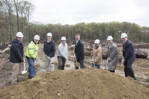 Shown (from left) are: Michael Berlin, Compass Project Management; Robert Tucker, CPM; Jeffrey D’Amico, CPM; Judd Christopher, DRA Architects; George Willwerth, Colantonio; Michael McKeown, Colantonio; John Hobson, Colantonio; James Barrett, DRA Architects. 