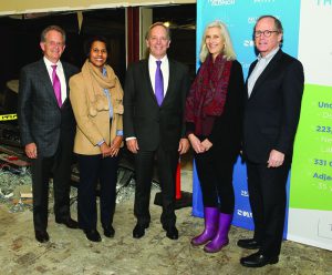 Shown (from left) are: Jon Davis, CEO and founder, The Davis Companies; Sandra Clarke, chief of administration/deputy director for the Community Development Department, city of Cambridge; Richard McCready, president, The Davis Companies; Jan Devereux, city councilor, city of Cambridge; Brian Fallon, president, The Davis Companies Development Group.
