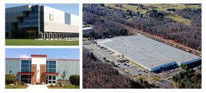 Pictured Top left: Enfield Business Park, 300 Shaker Road - Enfield, CT; Bottom Left:  1111 Southampton Road - Westfield,MA; Right:170 Highland Park Drive - Bloomfield, CT
